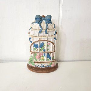 Cast Iron Birdcage and Bluebirds Doorstop